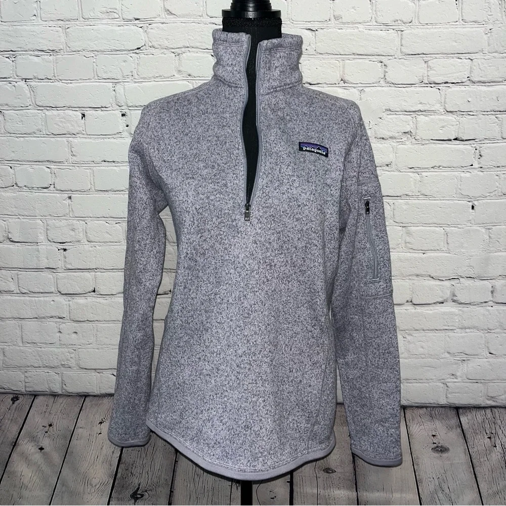 Patagonia Heathered Purple Quarter-Zip Fleece Pullover Sweater Size Medium - Picture 4 of 14